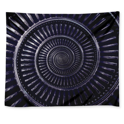 Dark Navy Metal Spiral Print Tapestry