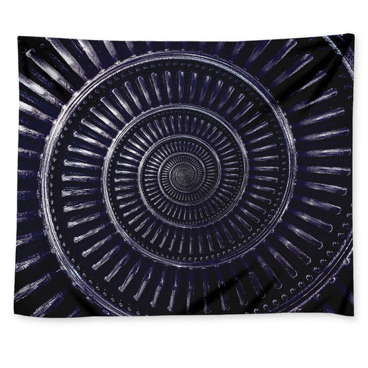 Dark Navy Metal Spiral Print Tapestry