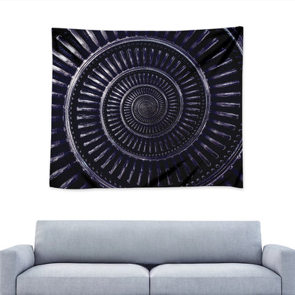 Dark Navy Metal Spiral Print Tapestry
