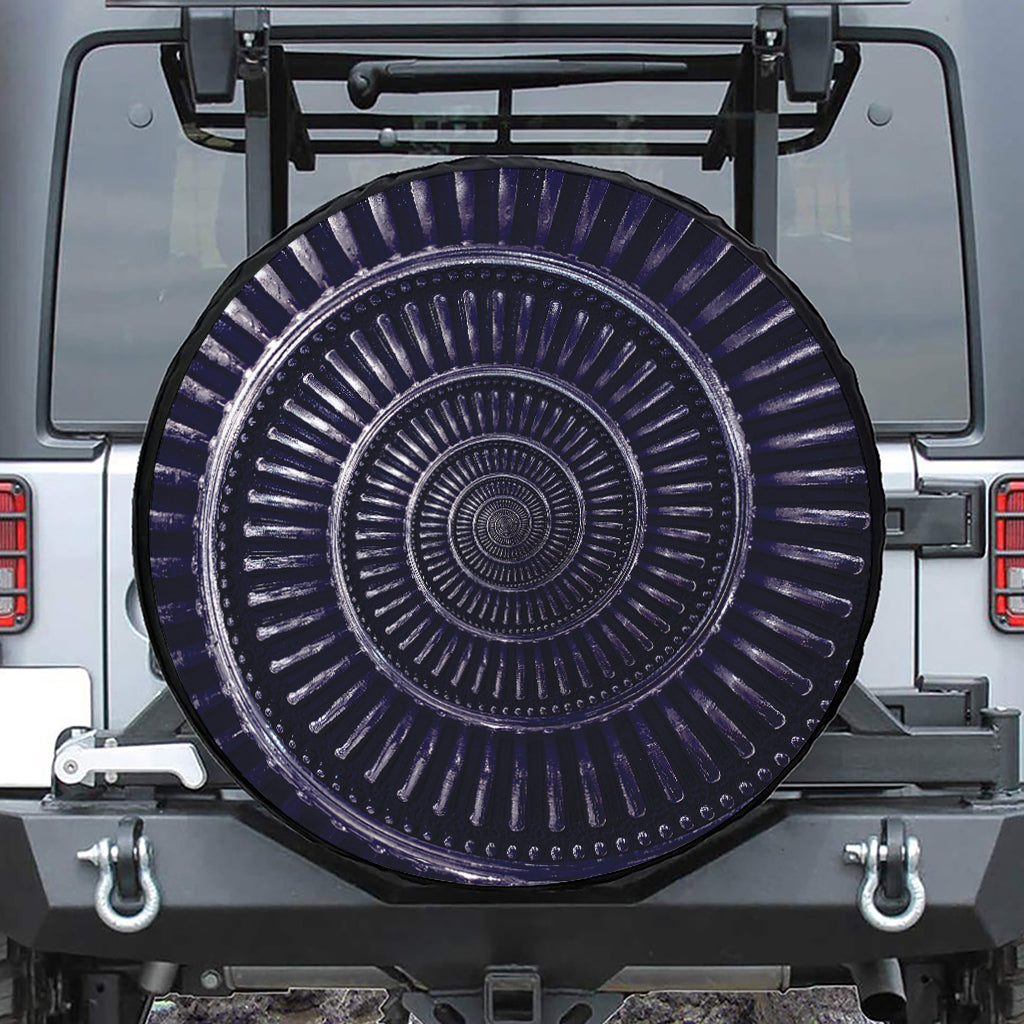 Dark Navy Metal Spiral Print Tire Cover
