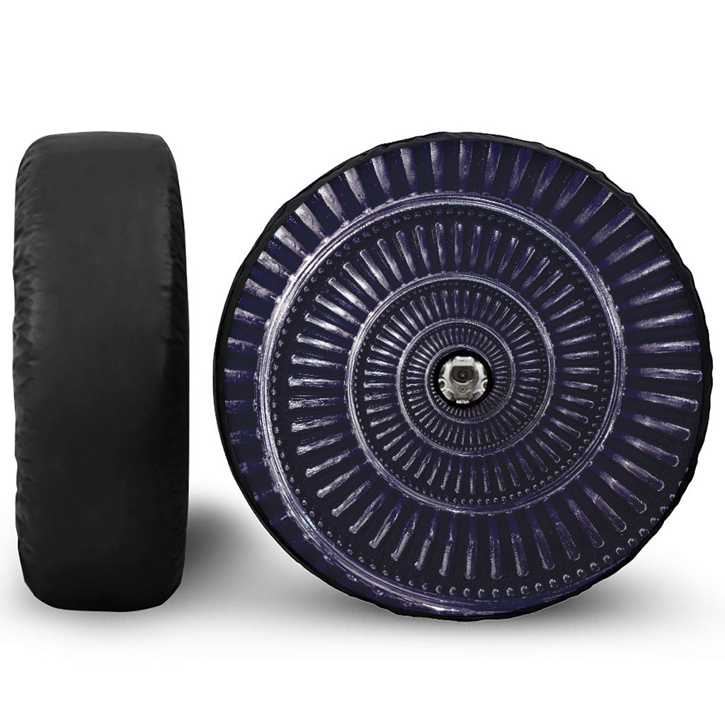 Dark Navy Metal Spiral Print Tire Cover With Camera Hole