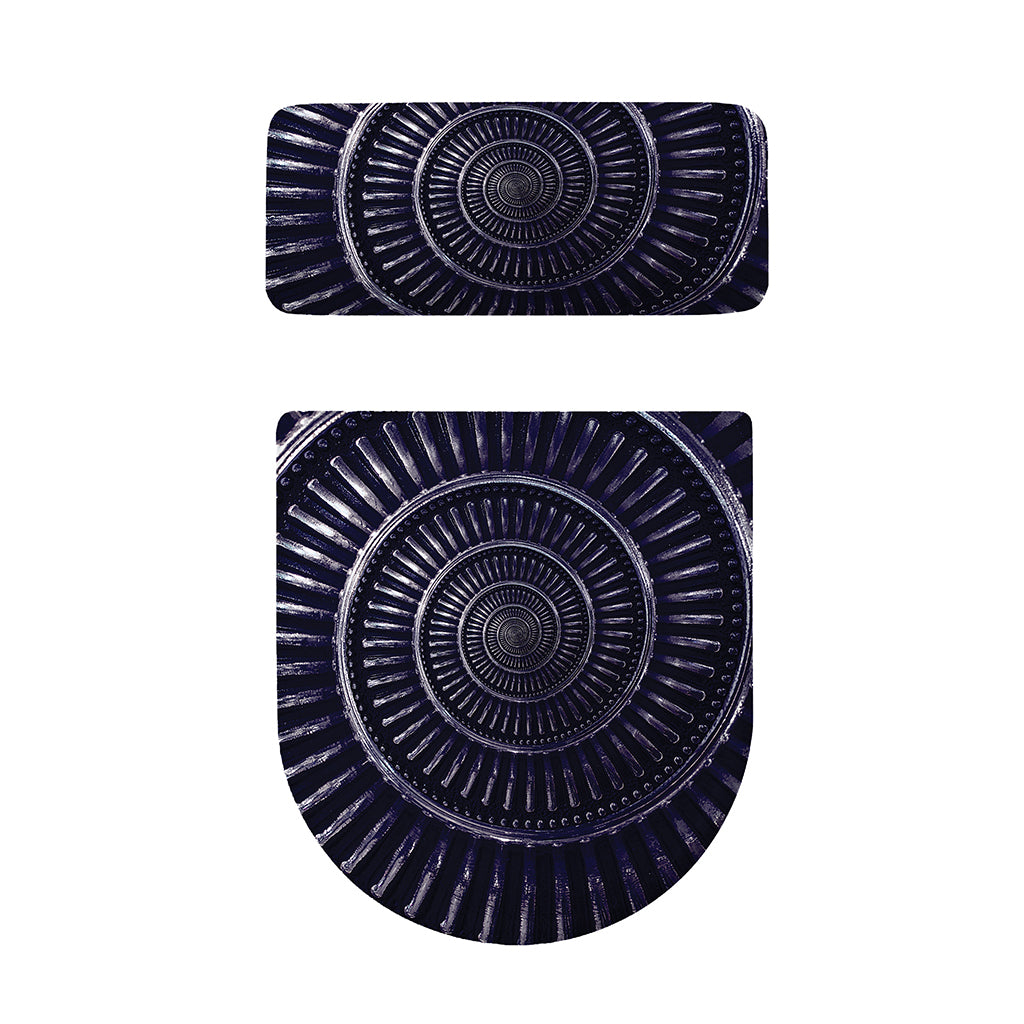 Dark Navy Metal Spiral Print Toilet Lid And Tank Cover Set