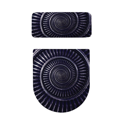 Dark Navy Metal Spiral Print Toilet Lid And Tank Cover Set