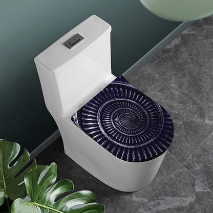 Dark Navy Metal Spiral Print Toilet Lid Cover