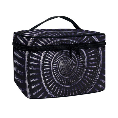 Dark Navy Metal Spiral Print Travel Makeup Bag
