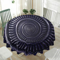 Dark Navy Metal Spiral Print Waterproof Round Tablecloth