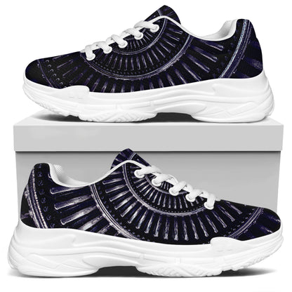 Dark Navy Metal Spiral Print White Chunky Shoes