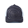 Dark Navy Metal Spiral Print White Mesh Trucker Hat