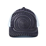 Dark Navy Metal Spiral Print White Mesh Trucker Cap