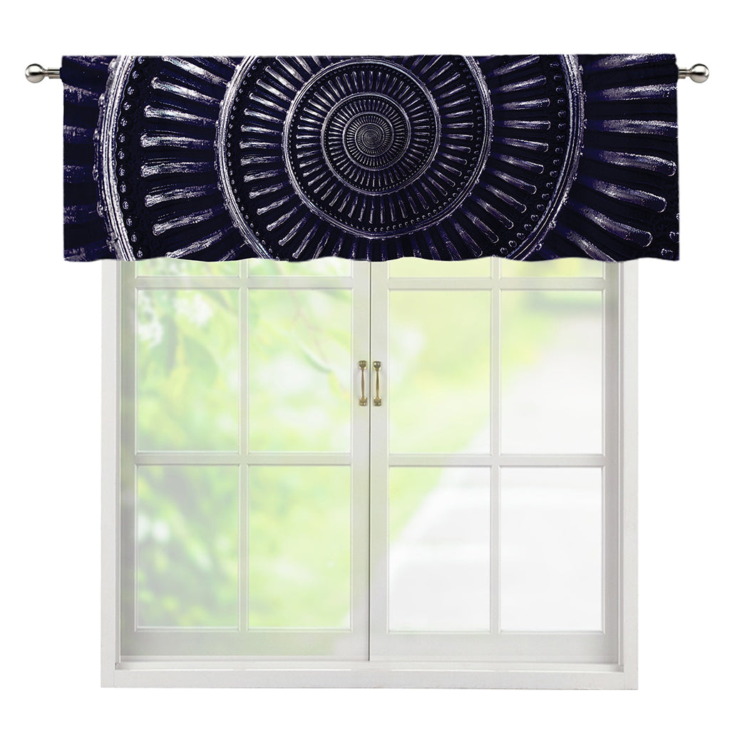 Dark Navy Metal Spiral Print Window Valance