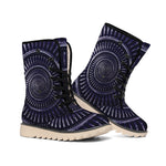 Dark Navy Metal Spiral Print Winter Boots