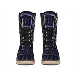 Dark Navy Metal Spiral Print Winter Boots
