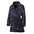 Dark Navy Metal Spiral Print Women's Bathrobe