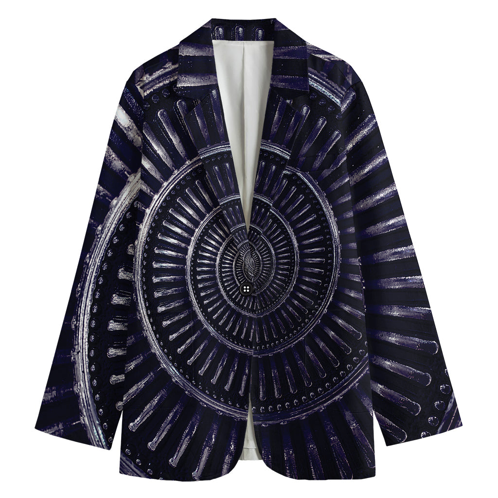 Dark Navy Metal Spiral Print Women's Blazer
