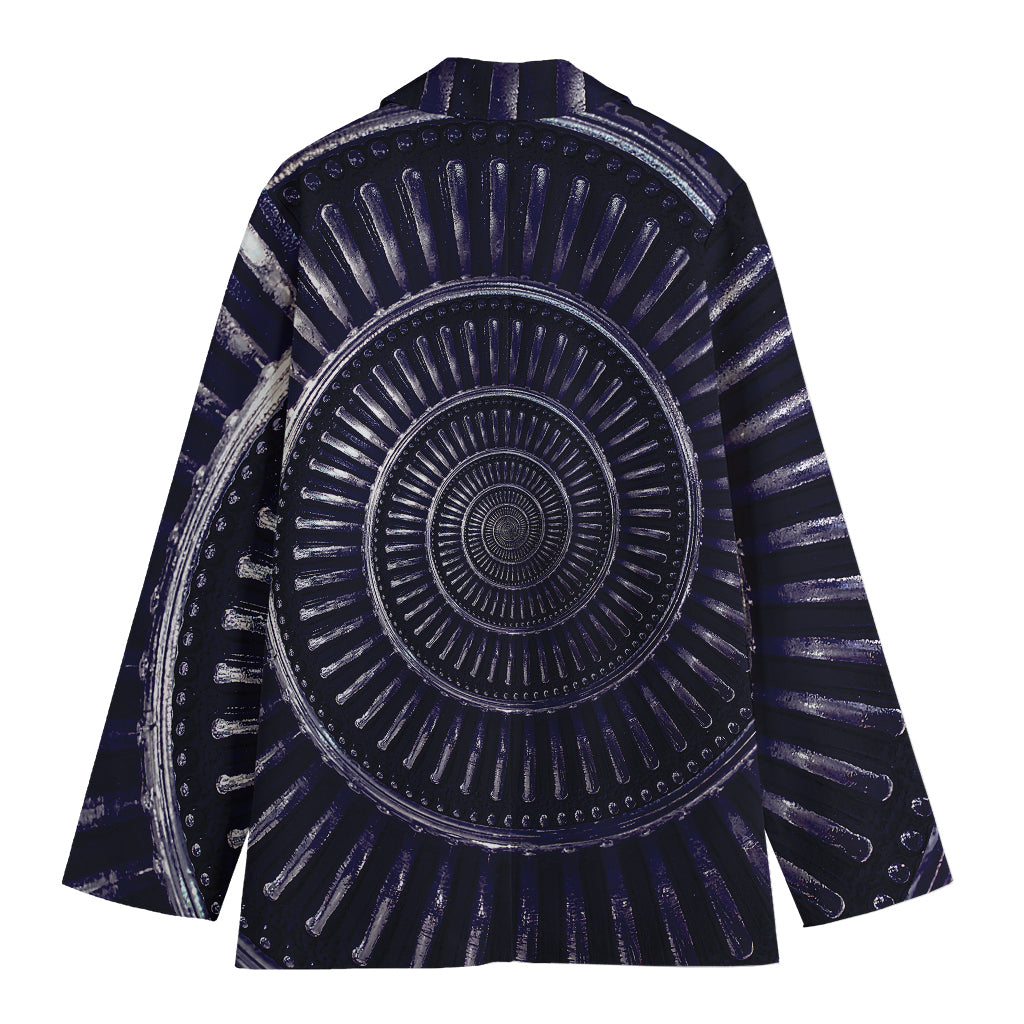 Dark Navy Metal Spiral Print Women's Blazer
