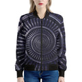 Dark Navy Metal Spiral Print Women's Bomber Jacket