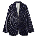 Dark Navy Metal Spiral Print Women's Cotton Blazer