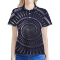 Dark Navy Metal Spiral Print Women's Polo Shirt