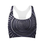 Dark Navy Metal Spiral Print Women's Sports Bra