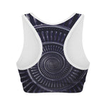 Dark Navy Metal Spiral Print Women's Sports Bra
