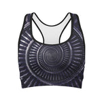 Dark Navy Metal Spiral Print Women's Sports Bra