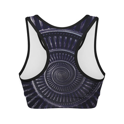 Dark Navy Metal Spiral Print Women's Sports Bra