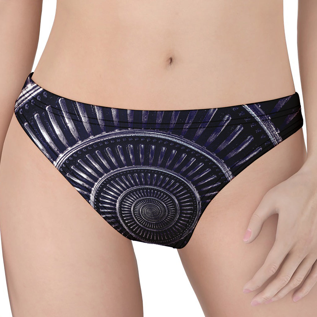 Dark Navy Metal Spiral Print Women's Thong