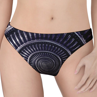Dark Navy Metal Spiral Print Women's Thong