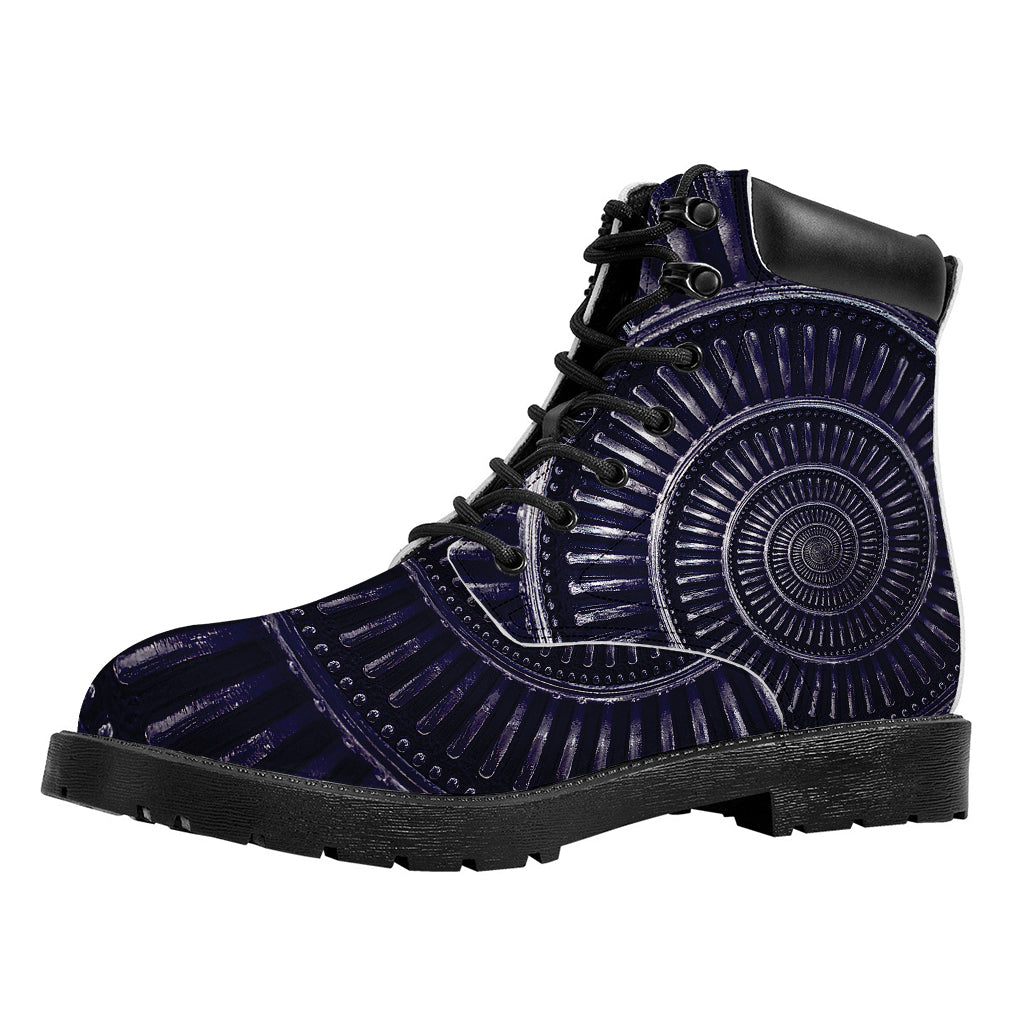 Dark Navy Metal Spiral Print Work Boots