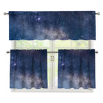 Dark Nebula Universe Galaxy Space Print 3 Piece Kitchen Curtains