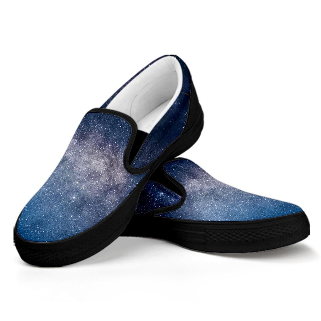 Dark Nebula Universe Galaxy Space Print Black Slip On Sneakers