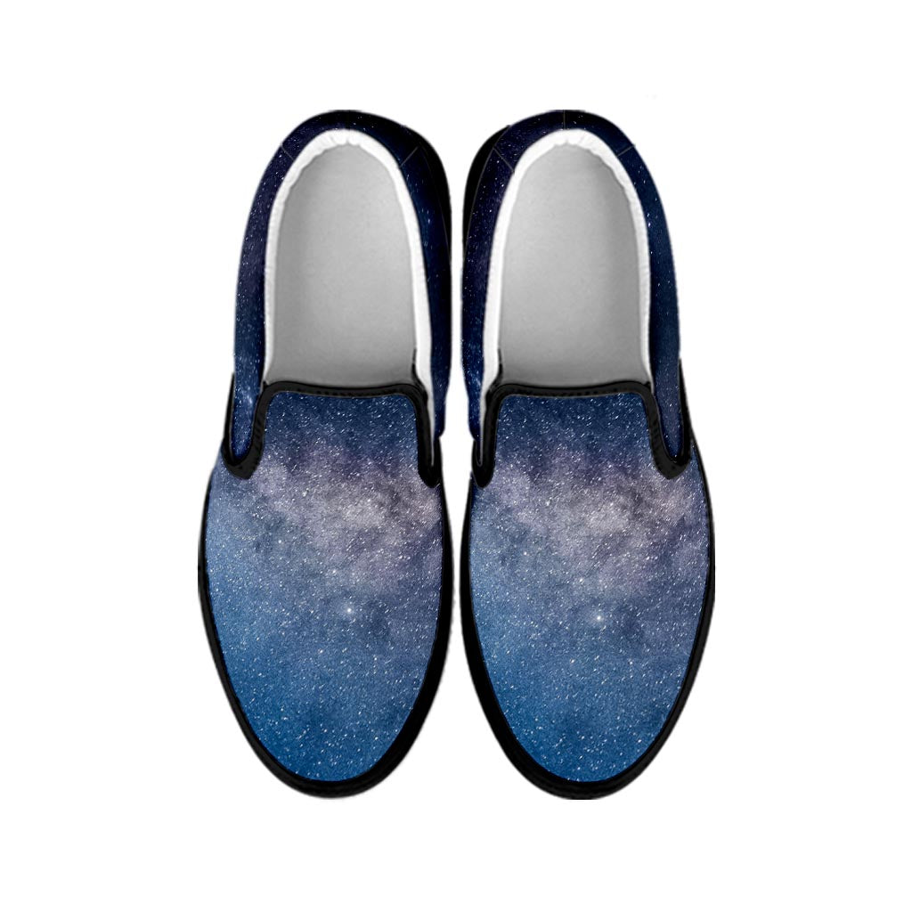 Dark Nebula Universe Galaxy Space Print Black Slip On Sneakers