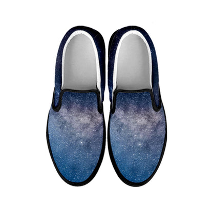 Dark Nebula Universe Galaxy Space Print Black Slip On Sneakers