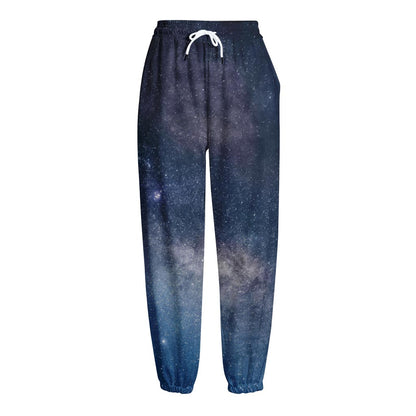 Dark Nebula Universe Galaxy Space Print Fleece Lined Knit Pants