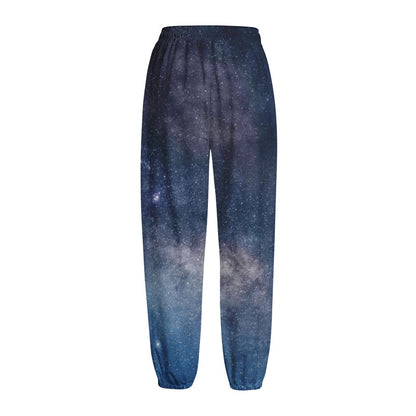 Dark Nebula Universe Galaxy Space Print Fleece Lined Knit Pants