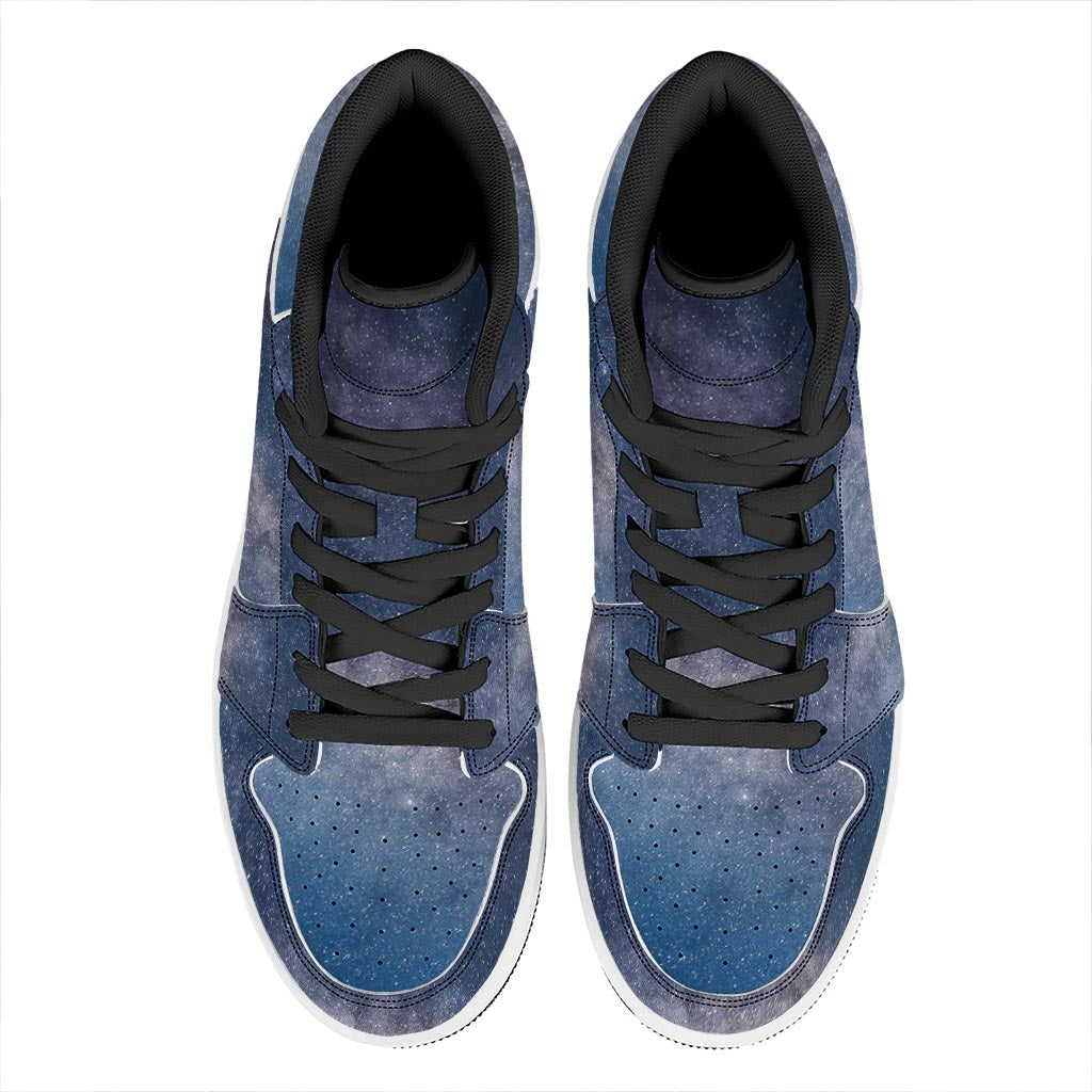 Dark Nebula Universe Galaxy Space Print High Top Leather Sneakers