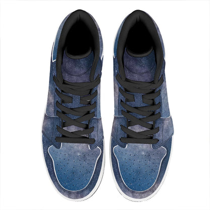 Dark Nebula Universe Galaxy Space Print High Top Leather Sneakers