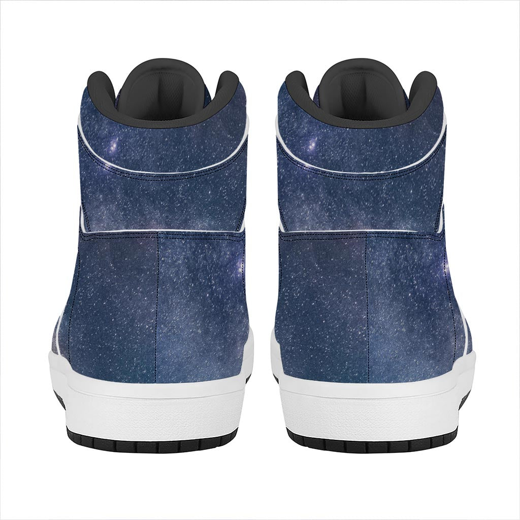 Dark Nebula Universe Galaxy Space Print High Top Leather Sneakers