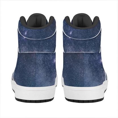 Dark Nebula Universe Galaxy Space Print High Top Leather Sneakers