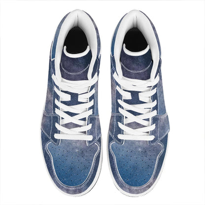 Dark Nebula Universe Galaxy Space Print High Top Leather Sneakers