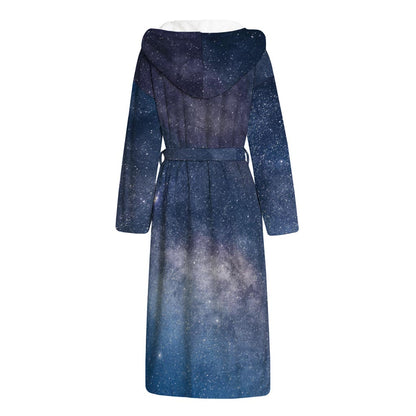Dark Nebula Universe Galaxy Space Print Hooded Bathrobe
