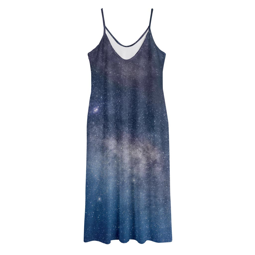 Dark Nebula Universe Galaxy Space Print Jersey Midi Cami Dress