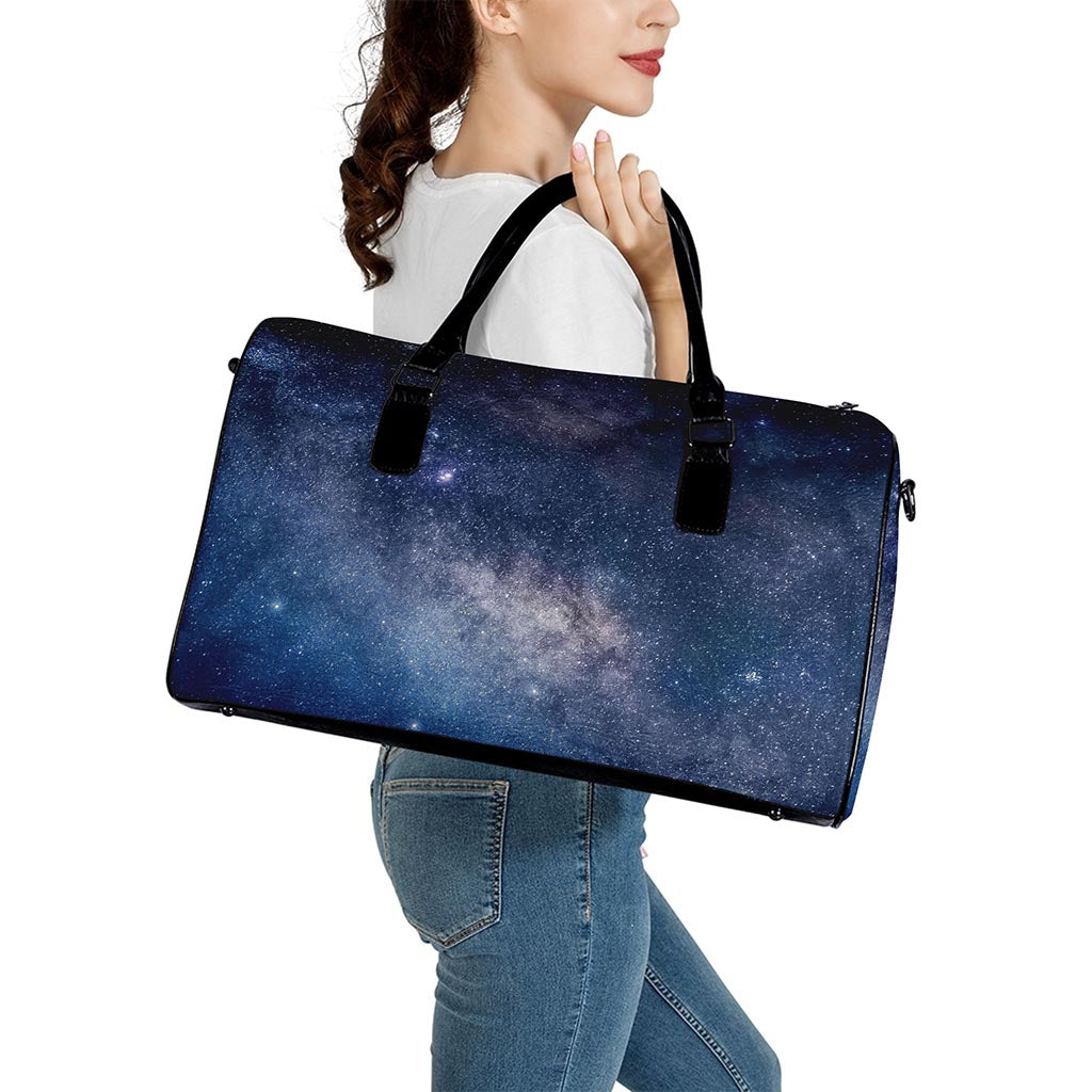 Dark Nebula Universe Galaxy Space Print Leather Duffle Bag
