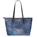 Dark Nebula Universe Galaxy Space Print Leather Tote Bag With Zipper