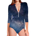 Dark Nebula Universe Galaxy Space Print Long Sleeve Swimsuit