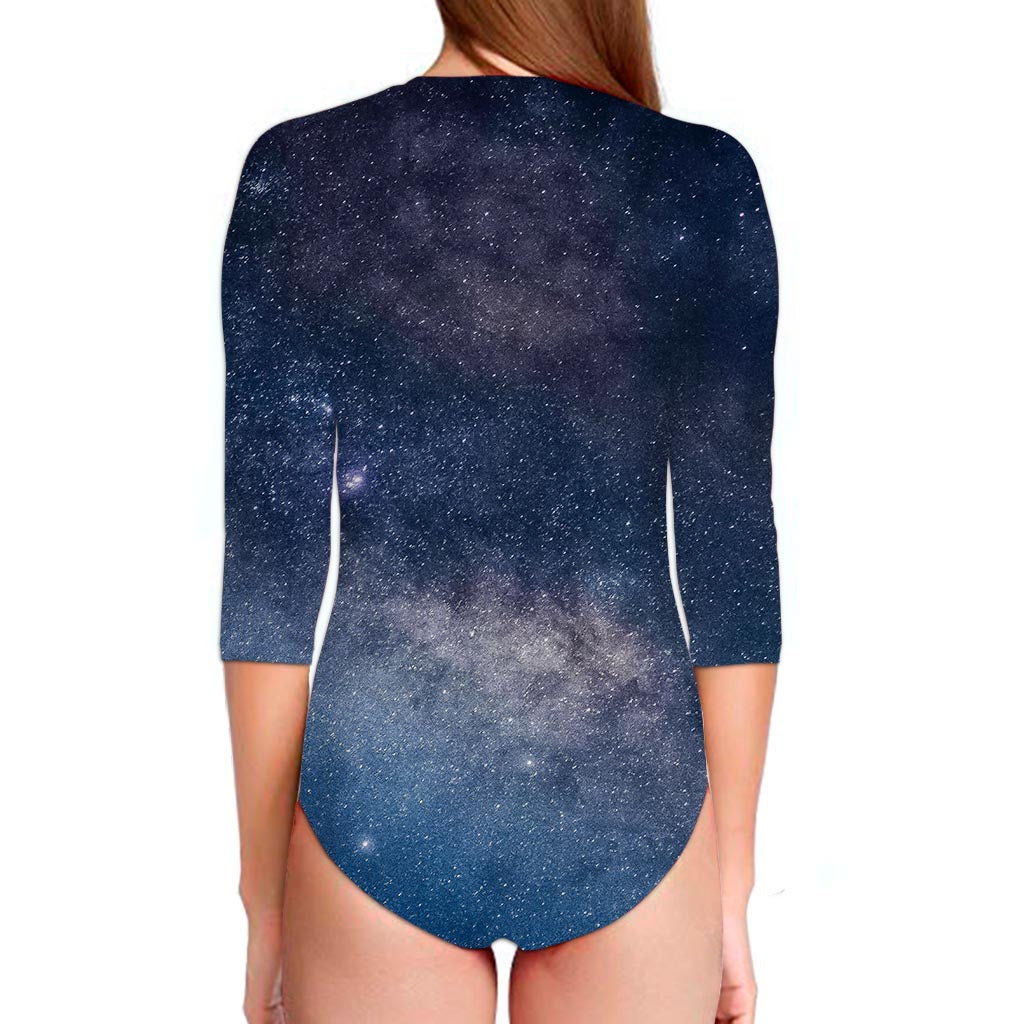 Dark Nebula Universe Galaxy Space Print Long Sleeve Swimsuit