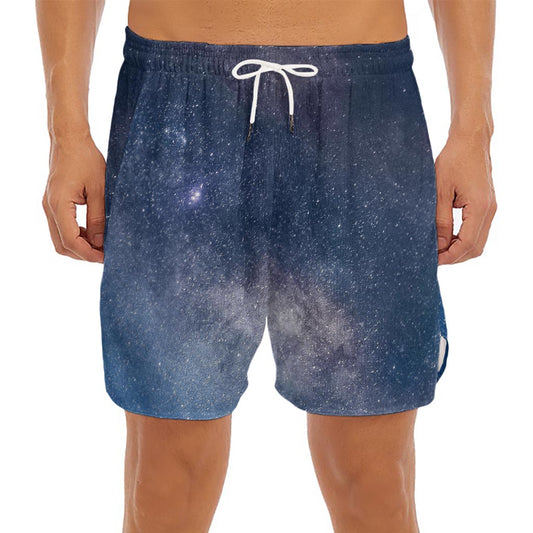 Dark Nebula Universe Galaxy Space Print Men's Split Running Shorts