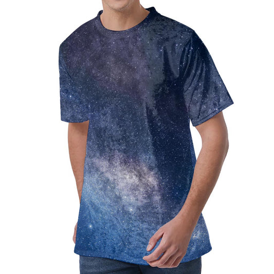 Dark Nebula Universe Galaxy Space Print Men's Velvet T-Shirt
