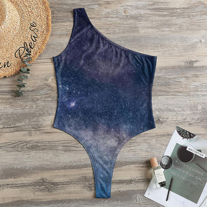 Dark Nebula Universe Galaxy Space Print One Shoulder Bodysuit