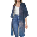 Dark Nebula Universe Galaxy Space Print Open Front Beach Cover Up